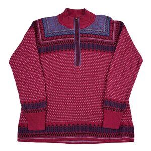 Eddie Bauer 1/4 Zip Sweater Womens XL Red Cotton Blend